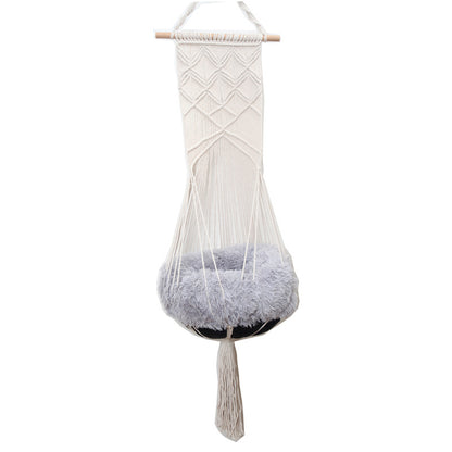 Bohemian Cat Swing Pet Bed with Handmade Lace Design